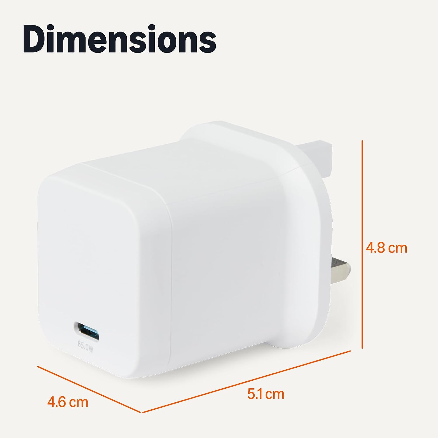 Detalle de Amazon Basics Fast Charging USB-C Nano GaN Wall Charger (65W, 1-Port) with PD 3.1