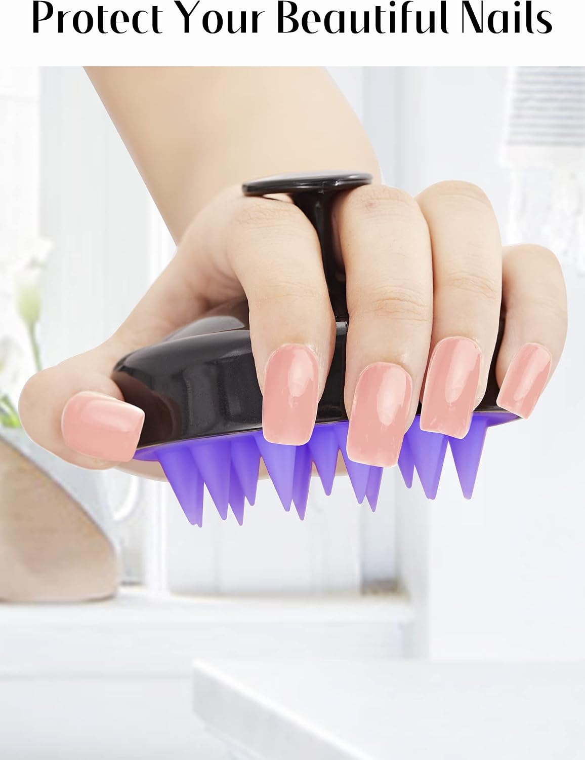 Thumbnail 3 de HEETA Scalp Massager Hair Growth Shampoo Brush (Soft Silicone Bristles) – Ergonomic Black & Purple