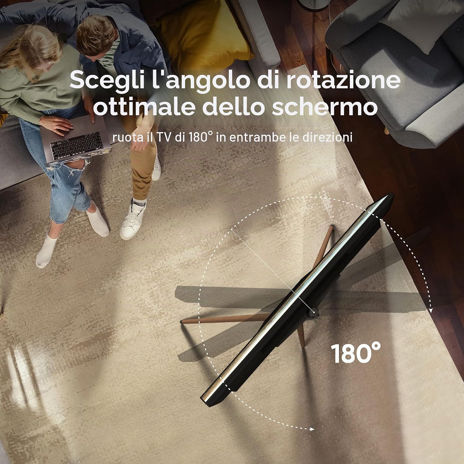 Thumbnail 4 de ONKRON TS1220-B Supporto TV da Pavimento 32–65" Pollici, Cavalletto in Legno con Rotazione 360°, 3pp Treppiede, Fino a 35 kg