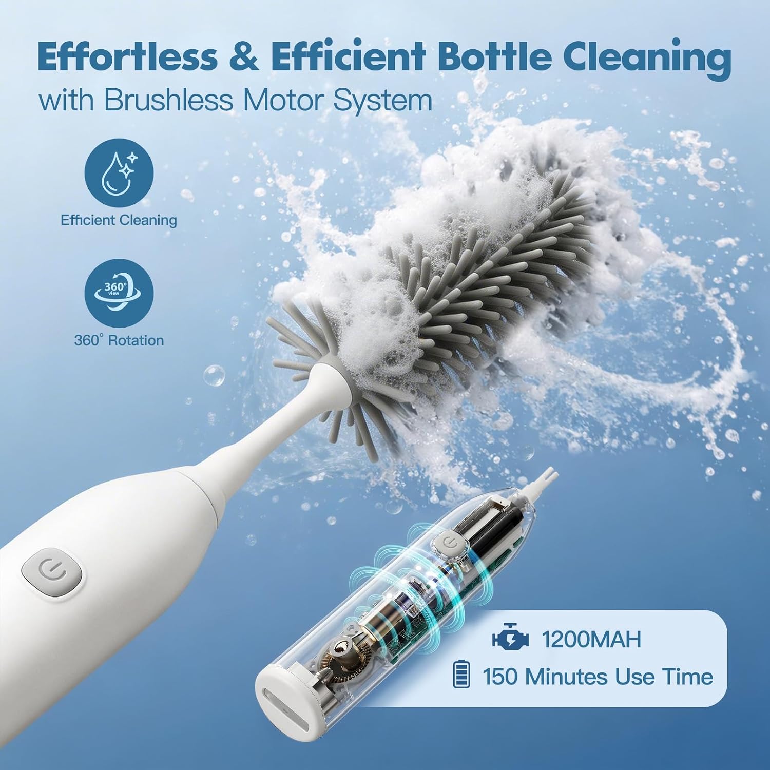 Thumbnail 1 de Electric Baby Bottle Brush Set with Brushless Motor and Wall-MMounted Storage – Grey