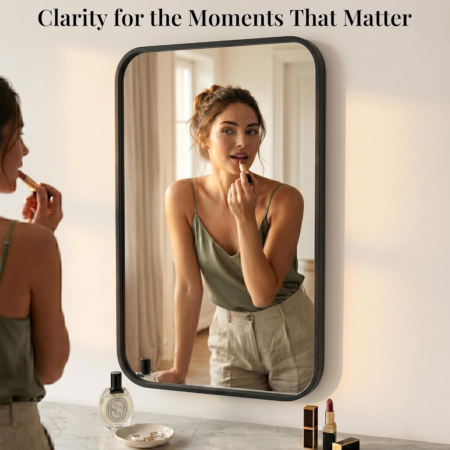 Thumbnail 1 de Pocetry 2-Pack 24x36 in Matte Black Bathroom Vanity Mirrors (HD Shatterproof Glass, Rustproof)