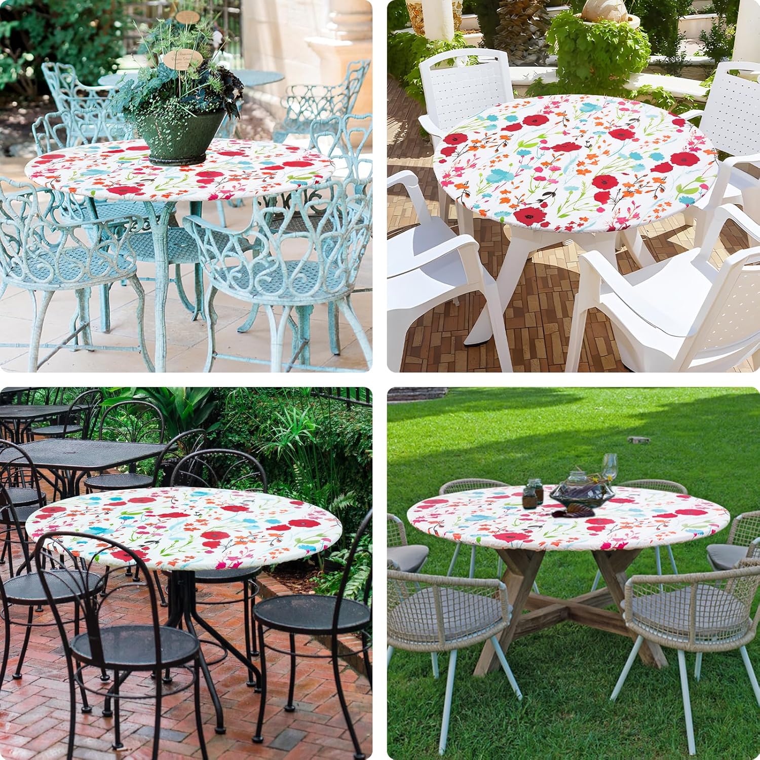 Thumbnail 5 de misaya Round Fitted Tablecloth with Elastic Edge – Waterproof Vinyl Table Cover for 45–56" Round Tables