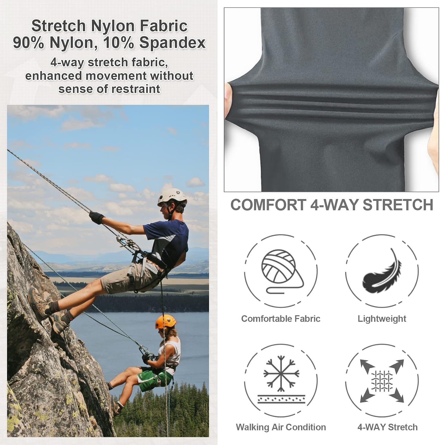 Thumbnail 4 de Jessie Kidden Men's Outdoor Casual Expandable Waist Lightweight Water-Resistant Quick-Dry Shorts