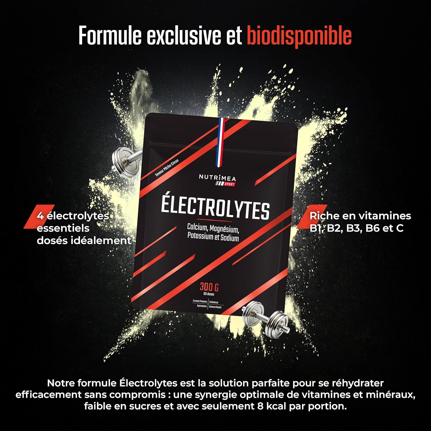 Thumbnail 3 de Nutrimea ELECTROLYTE – Boisson d’hydratation Calcium, Magnésium, Sodium, Potassium aux vitamines B et C (goût pêche citron)