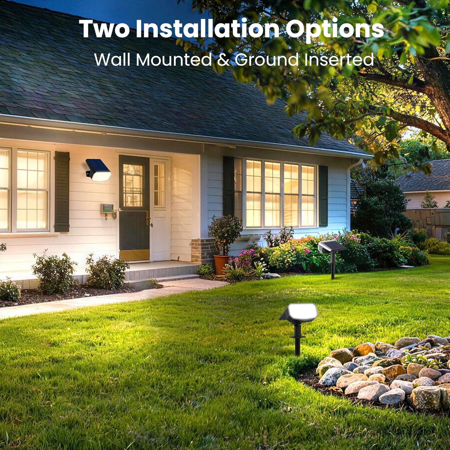 Thumbnail 2 de JEJOT Solar Spot Lights Outdoor Waterproof (IP65) 4-Pack, Cool + Warm Light, 2 Lighting Modes