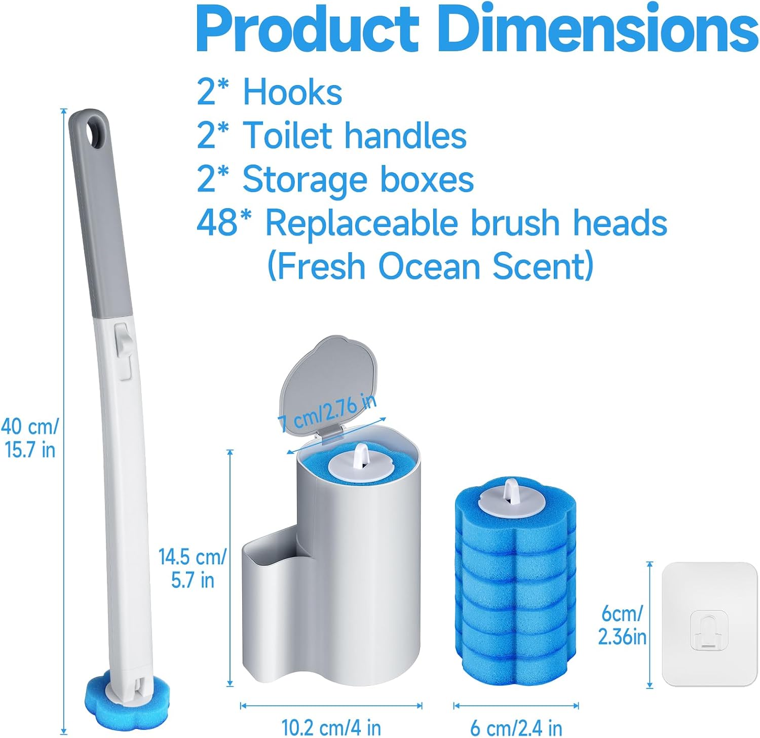 Detalle de ANOMM 5233483 toiletborstelset met 48 navullingen en 2 handgrepen