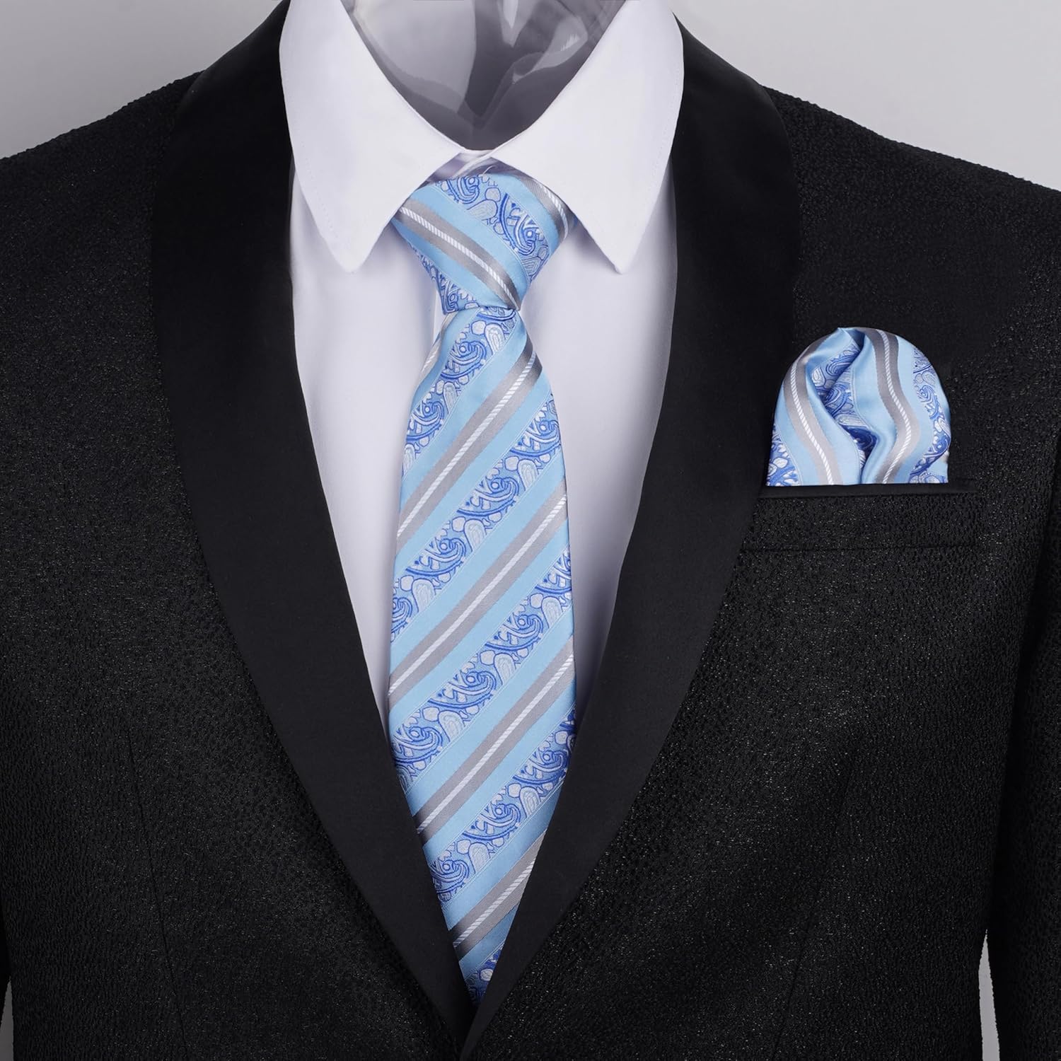 Detalle de Alizeal Men's Long Sleeve Shirt with Necktie & Pocket Square Set