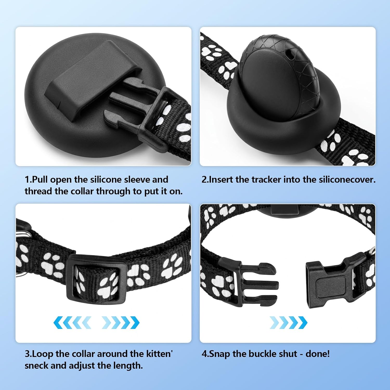 Detalle de Cat GPS Tracker with Collar: Real-time Location, No Monthly Fees, IPX6 Waterproof