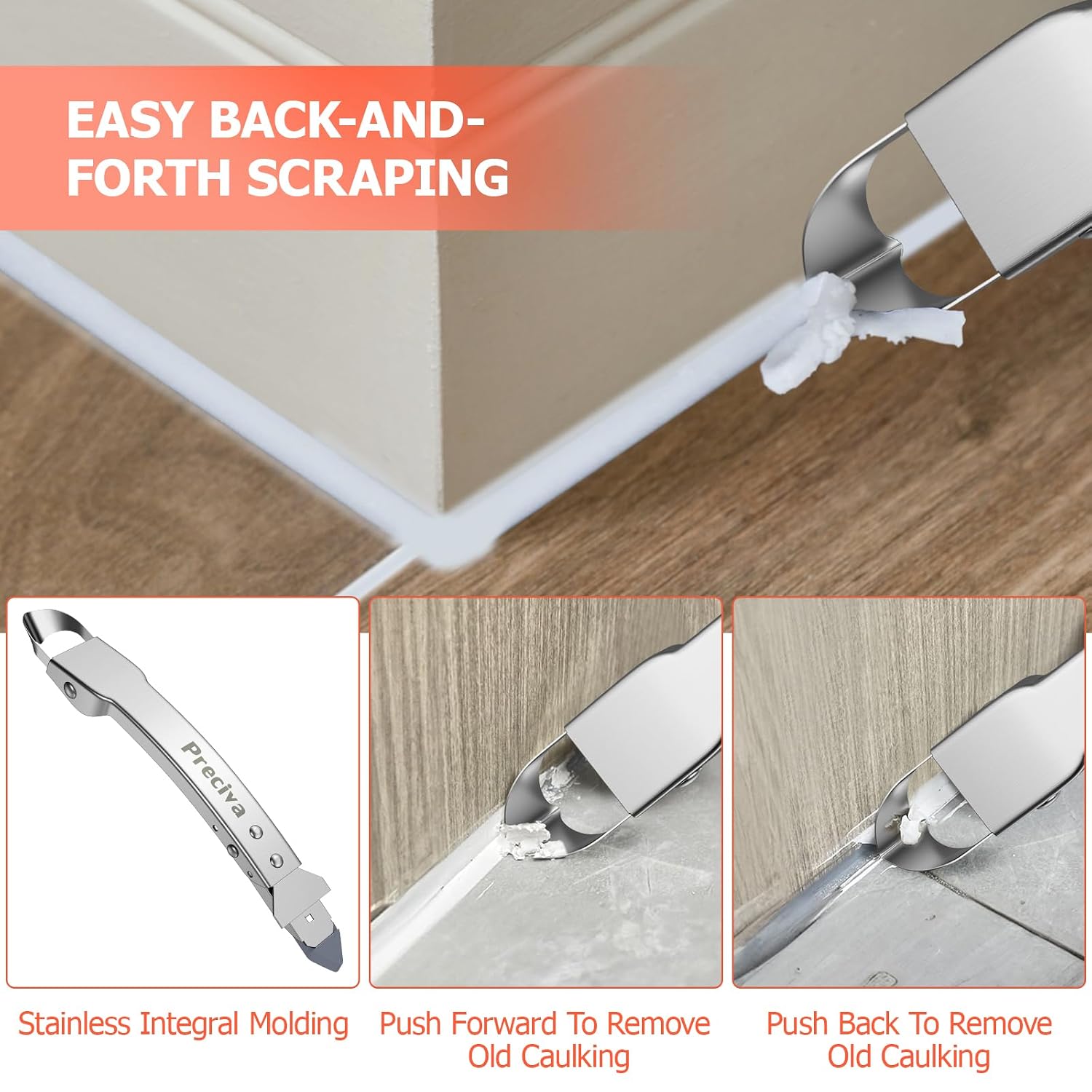 Detalle 1 de Stainless 4 in 1 caulking tool set