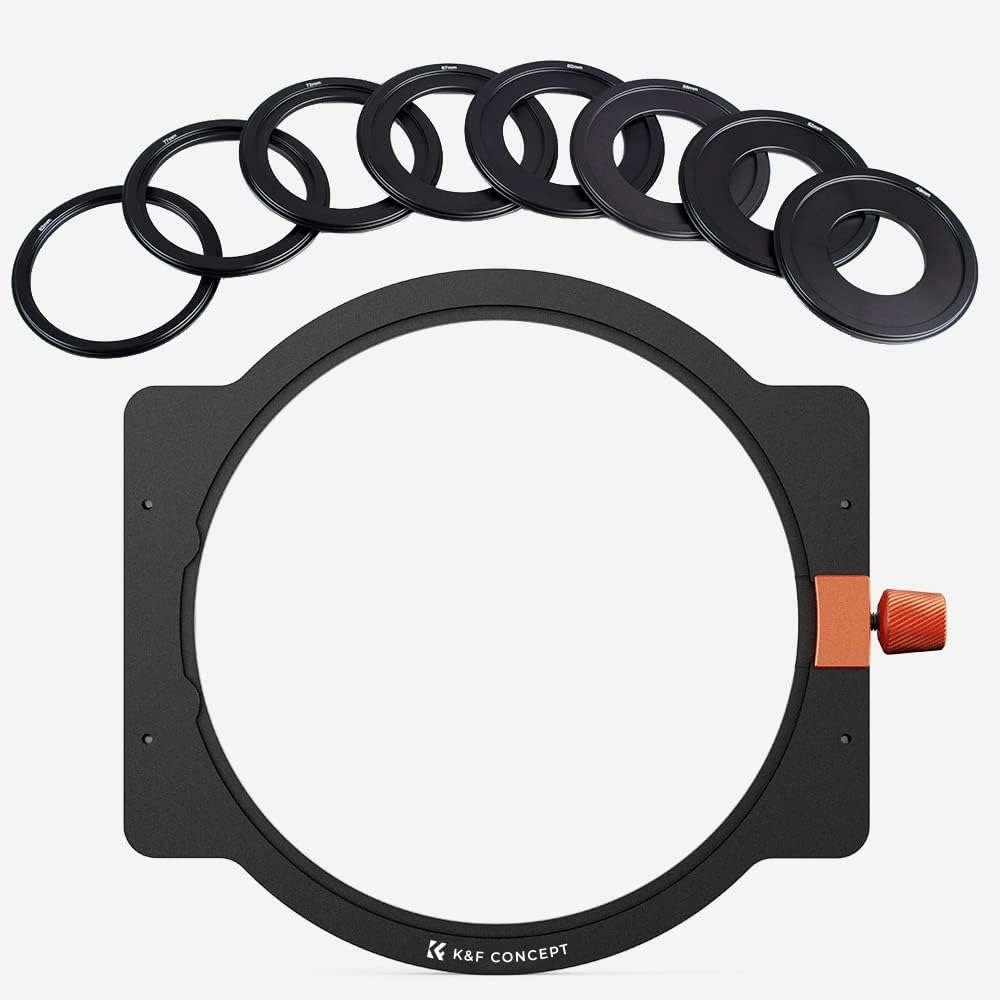 Detalle de K&F Concept Nano-X Filterhalter-Kit für Rechteckfilter inkl. 8 Adapterringe (100 mm Breite, 2 mm Dicke)