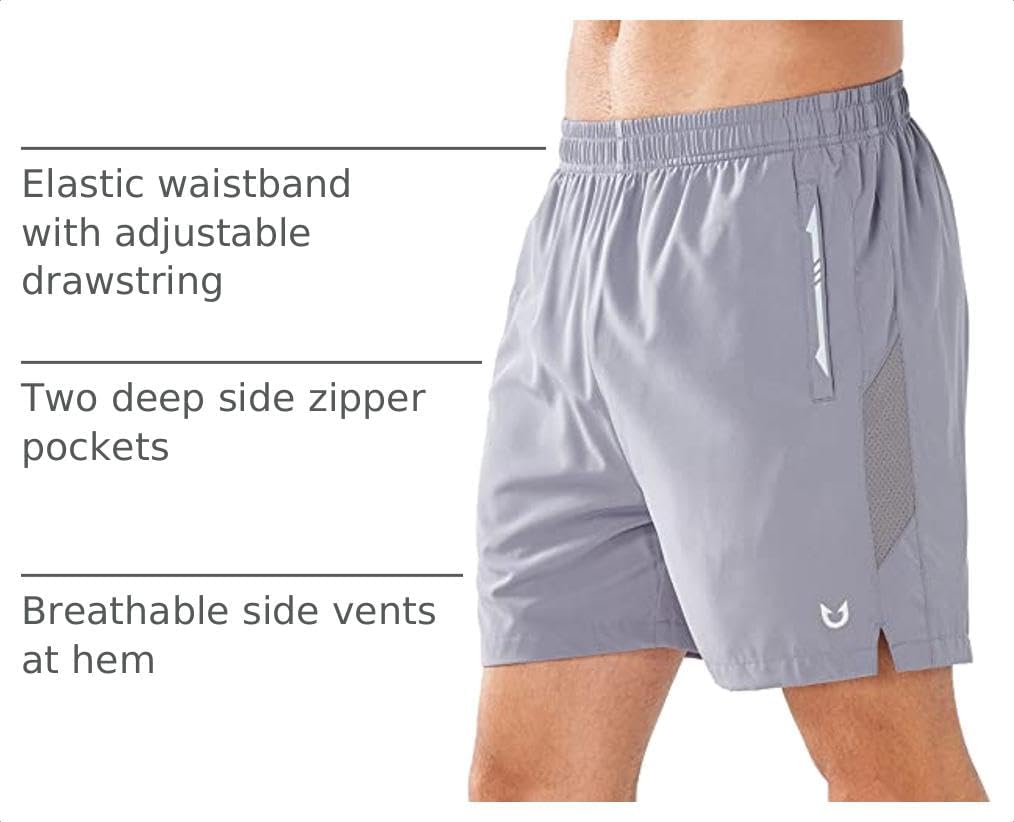 Detalle de NORTHYARD Men's Running Athletic Shorts — Lightweight, Quick-Dry with 3 ZIP Pockets (5"/7"/9")