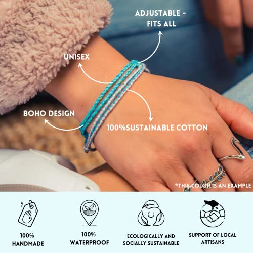 Detalle de Made by Nami Boho Surfer-Armband 2er Set – Handmade & verstellbar, wasserfest, Braune Retro-Variante