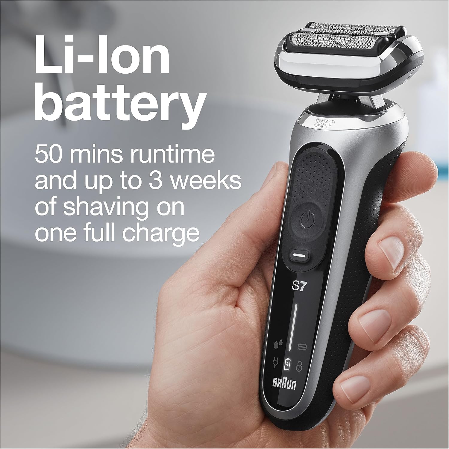 Detalle de Braun Series 7 7032cs Flex Electric Razor (Wet & Dry) with Beard Trimmer and Charging Stand