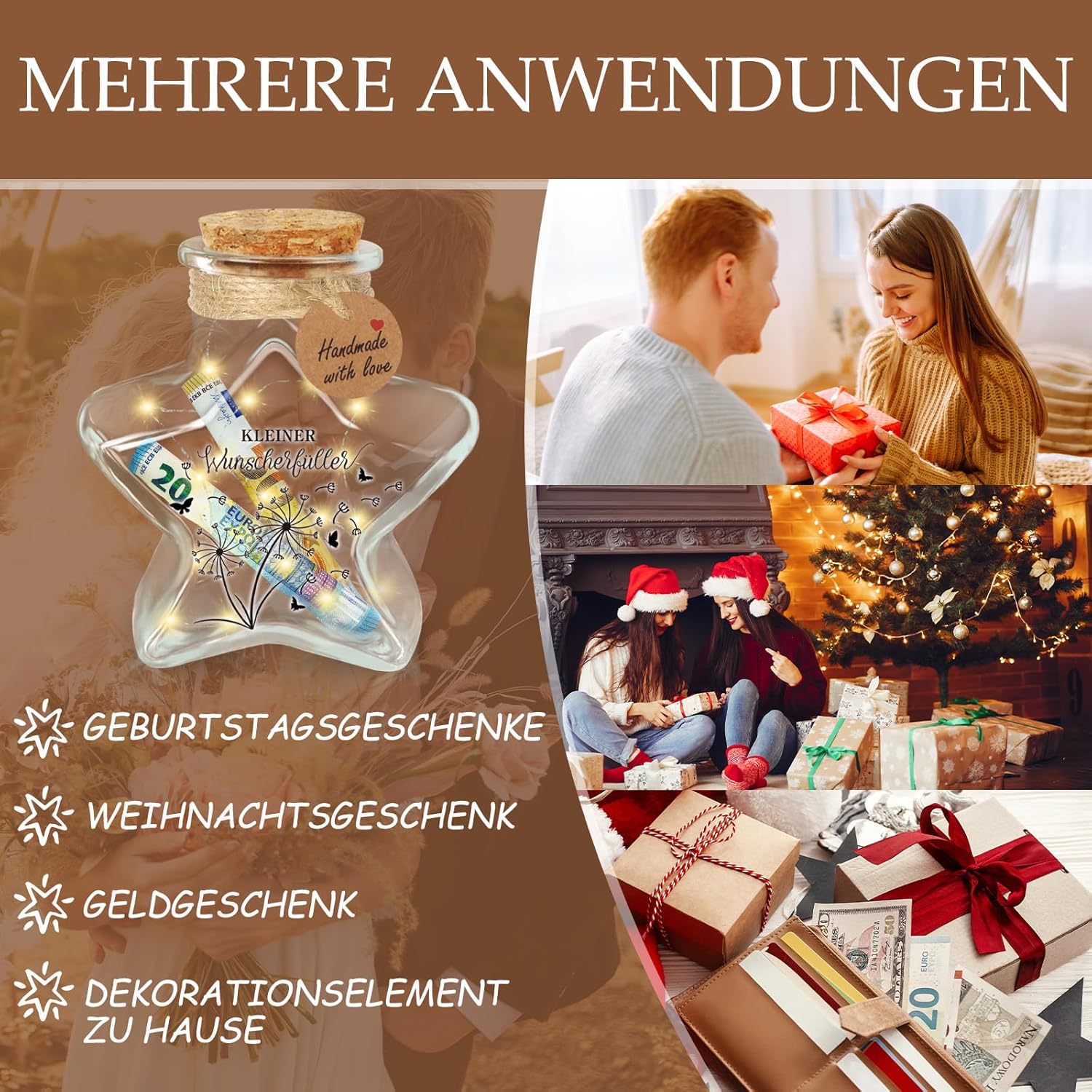 Detalle 2 de Giftota Wunscherfüller Geldgeschenk LED Flaschenlicht