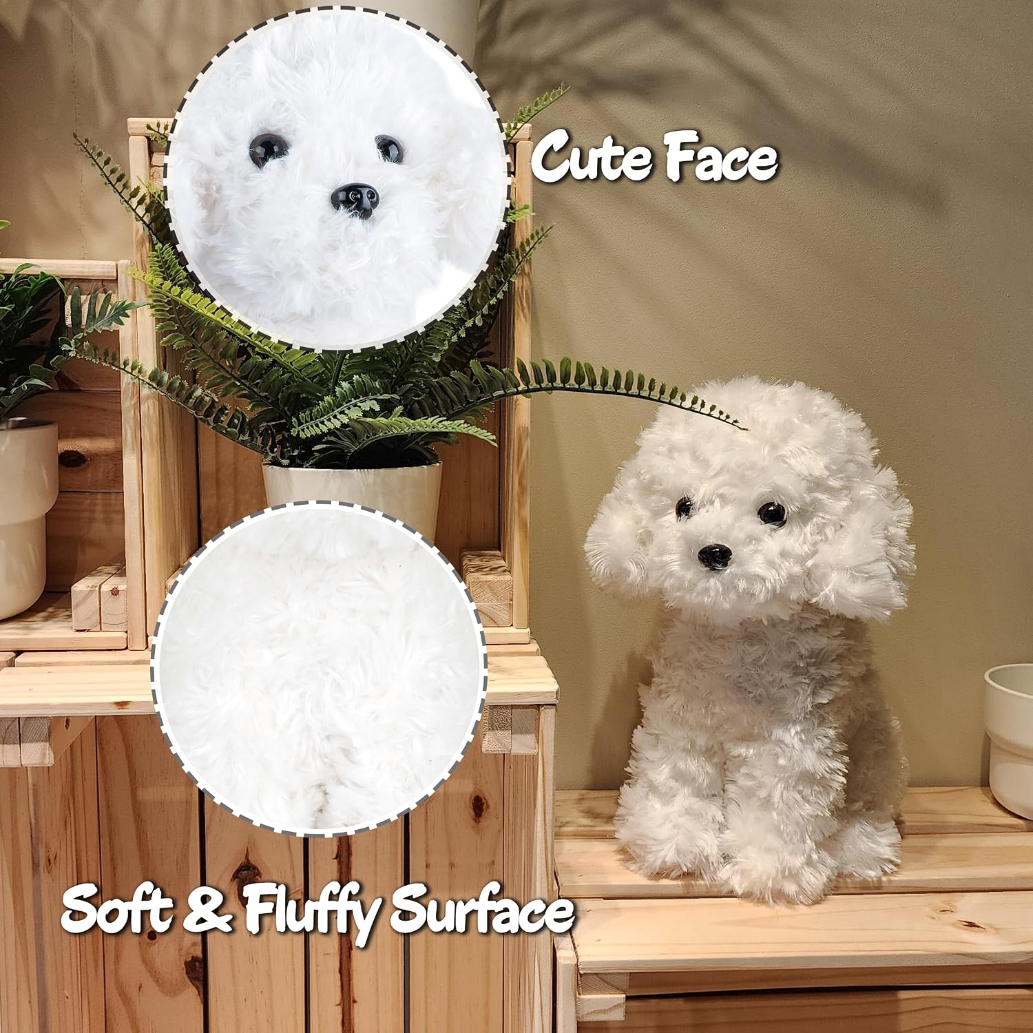 Thumbnail 3 de WEIGEDU White Toy Poodle Stuffed Animal — 12.6-Inch Plush Puppy for Kids and Babies