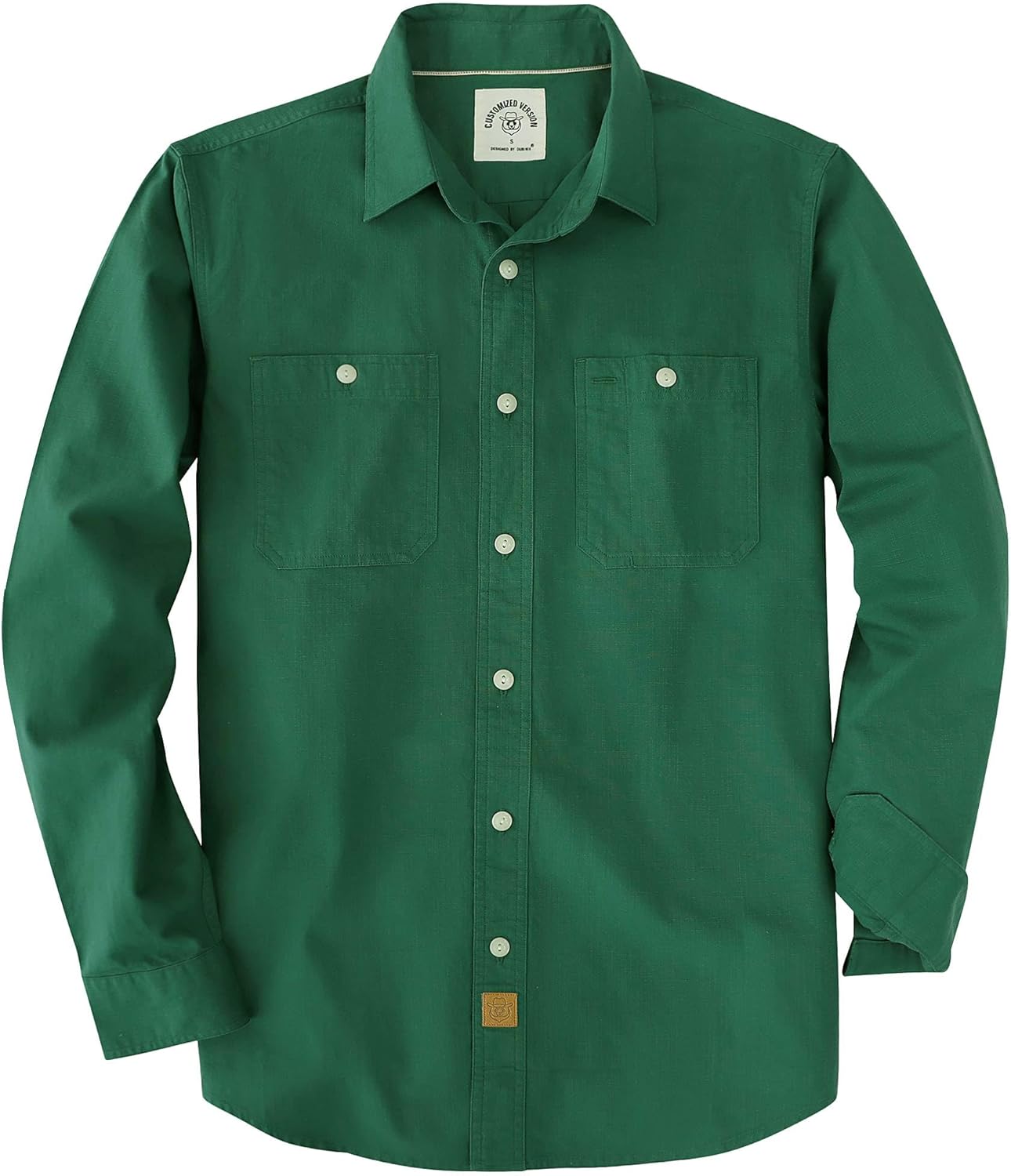 Detalle de Dubinik Camicia Uomo Chambray Lavoro Cotone a Maniche Lunghe con Due Tasche