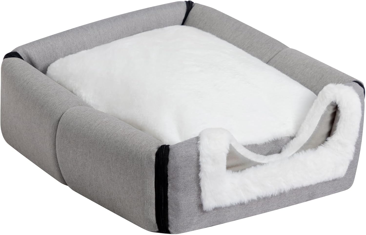 Thumbnail 4 de Hollypet Lit 2 en 1 pliable en lin pour chat et petits chiens (gris) – maison fermée ou canapé