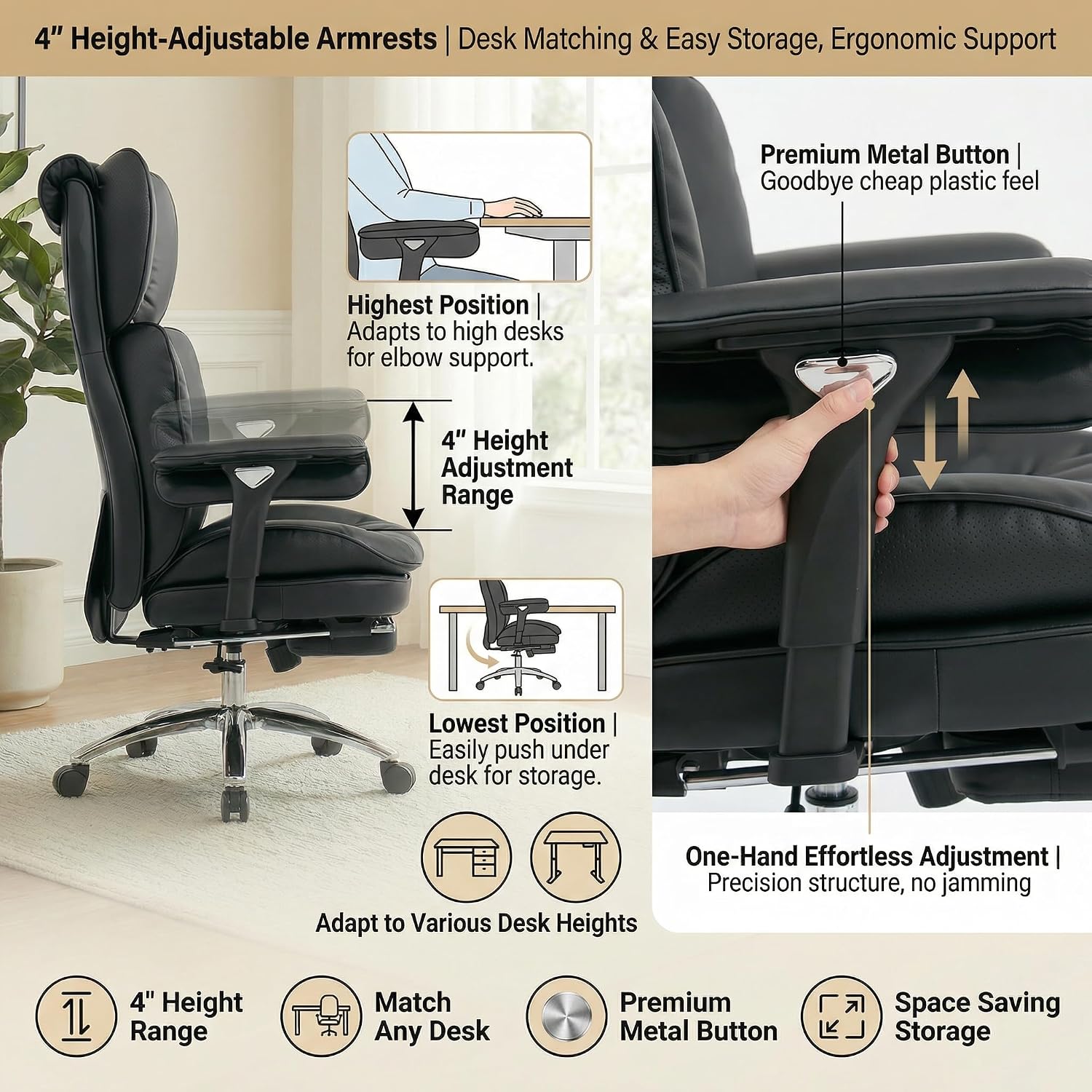 Detalle de ATMILD Big and Tall Office Chair, 400 lbs