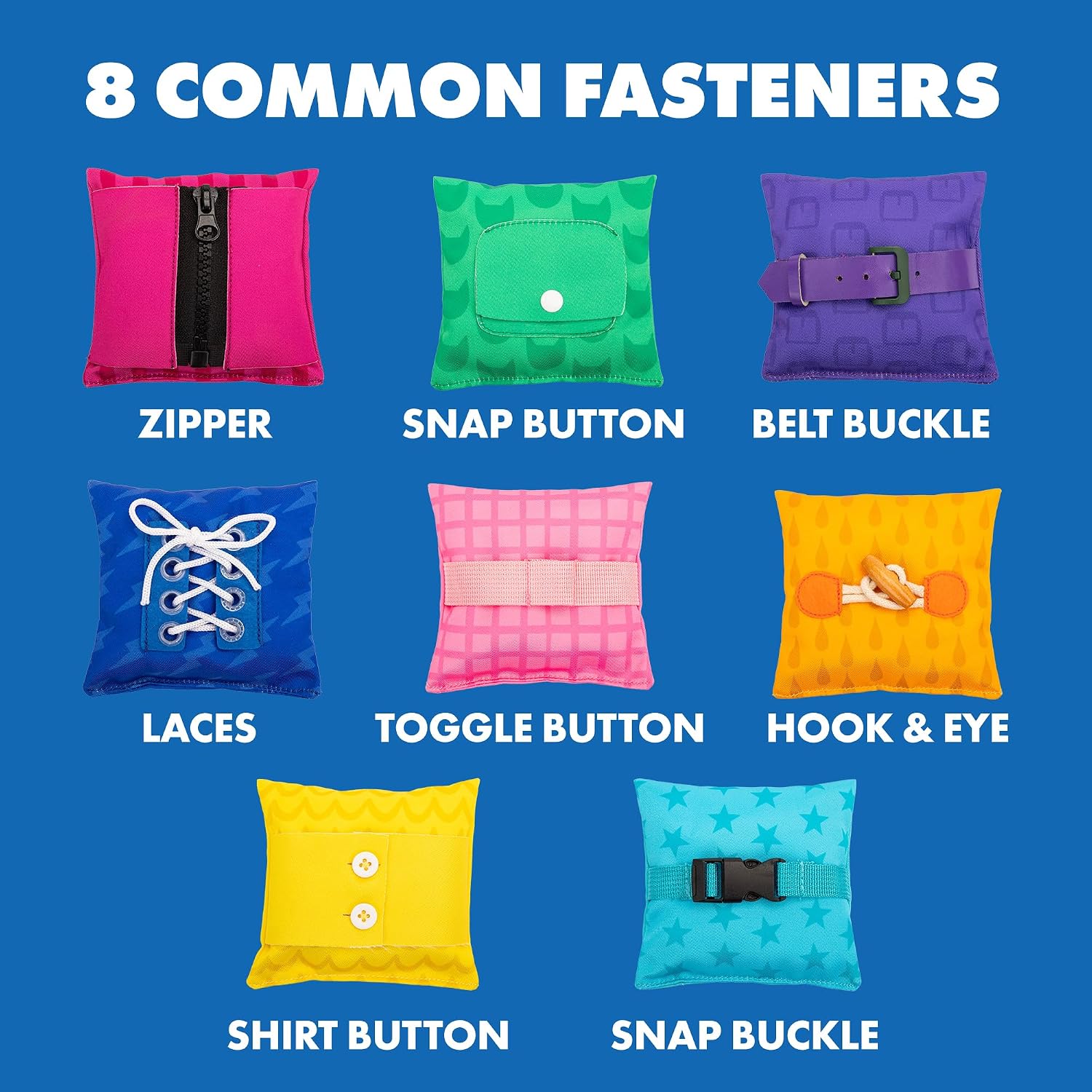Detalle de Learning Resources Dress Skills Bean Bags, 8 Clothing Closures for Fine Motor Practice