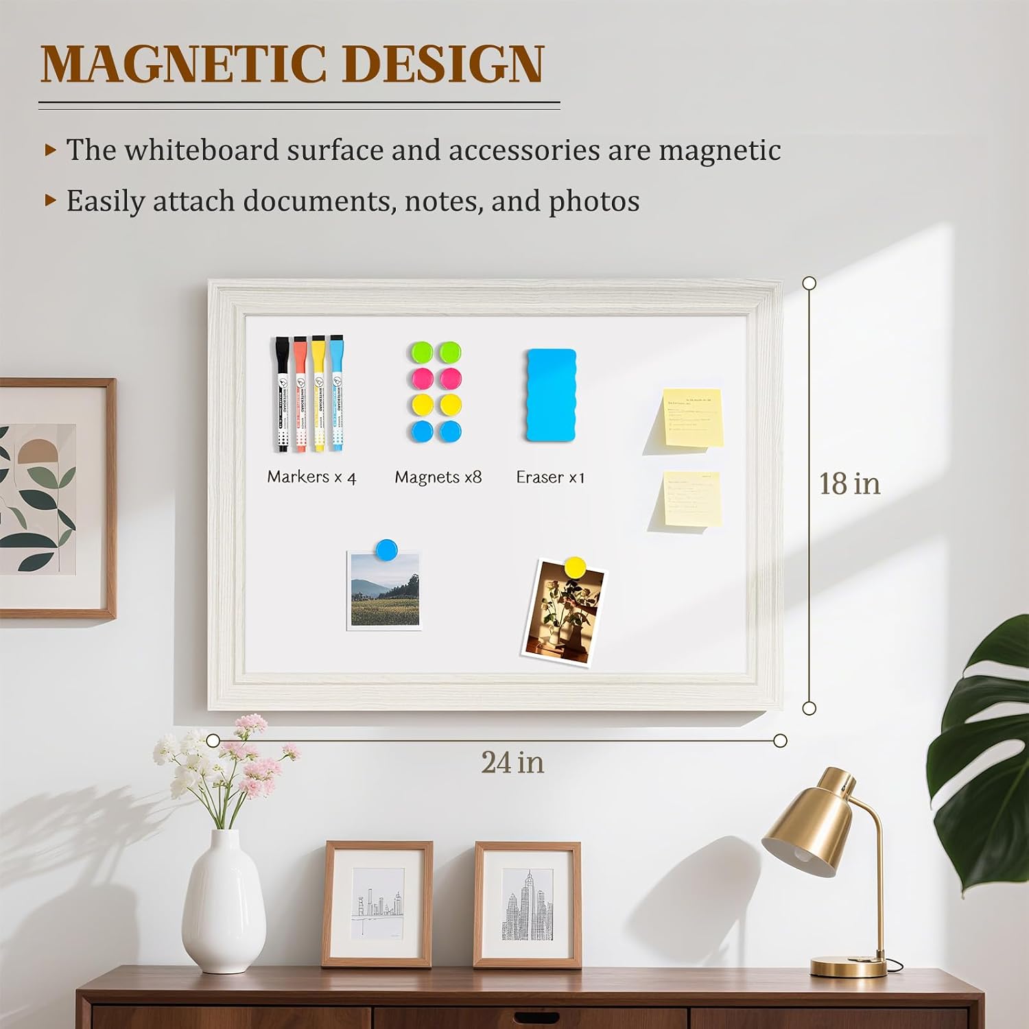 Detalle 2 de QUEENLINK TZMDF-8119-MWB-4560 Magnetic Dry-Erase Board, 24 x 18-Inch