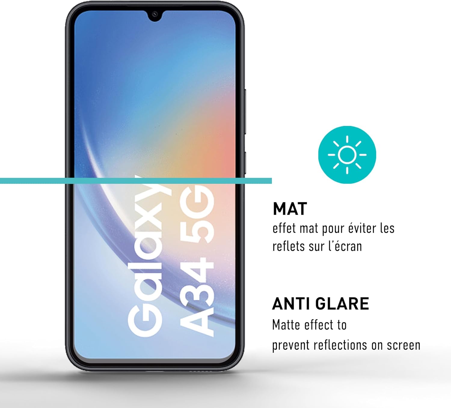 Detalle de smartect Verre Trempé (2 pièces) pour Samsung Galaxy A34 5G, plein écran mat anti-rayures
