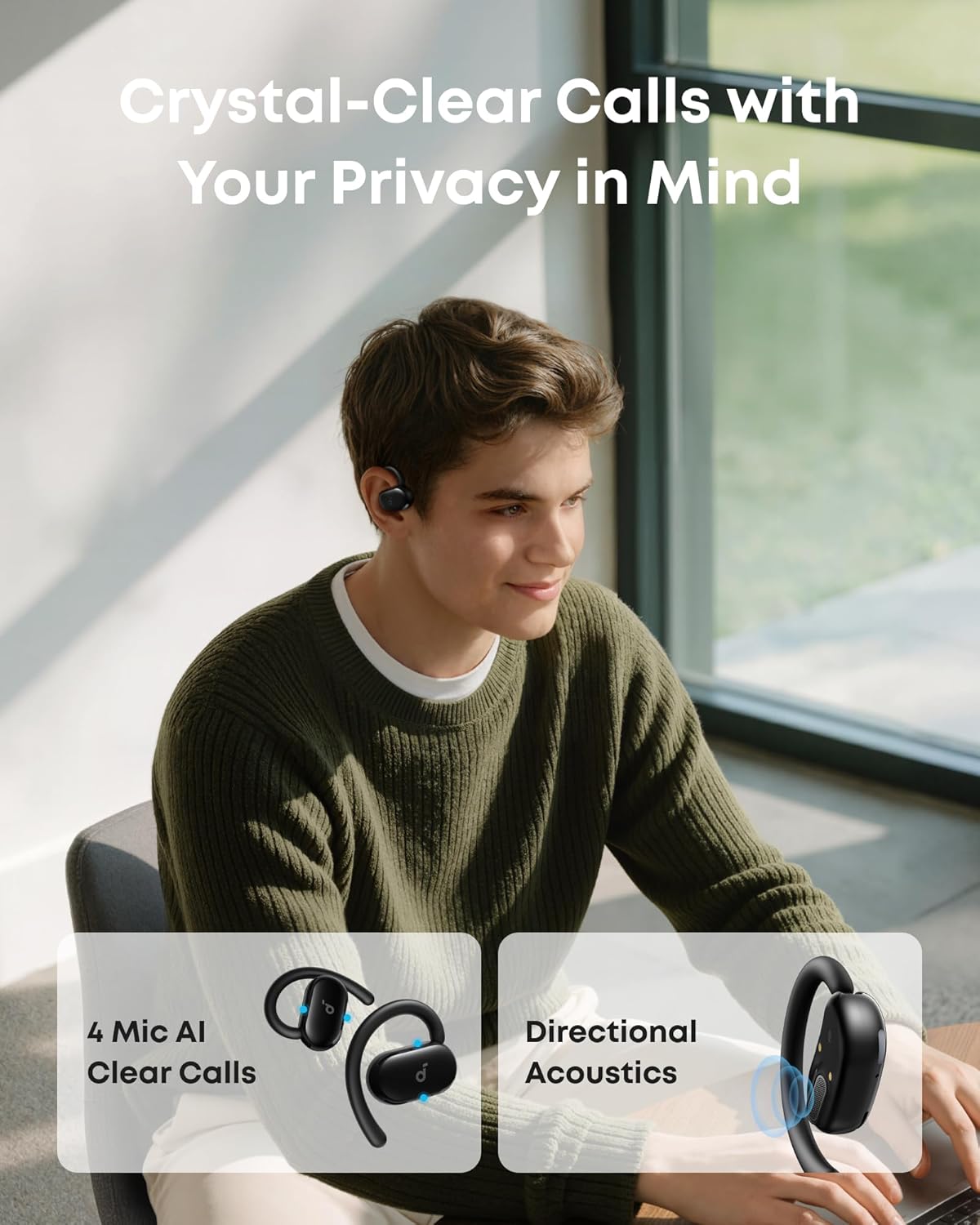 Detalle 2 de Soundcore V20i (A3876) Open-Ear Earbuds, Bluetooth 5.4, IP55