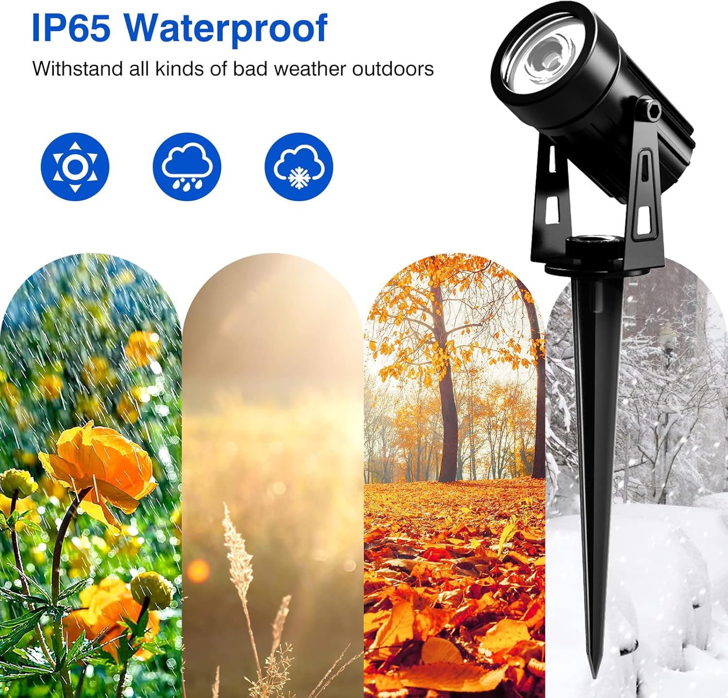 Detalle de T-SUNUS Solar LED Spot Lights (6000K daylight) – Waterproof outdoor solar spotlight for gardens & driveways
