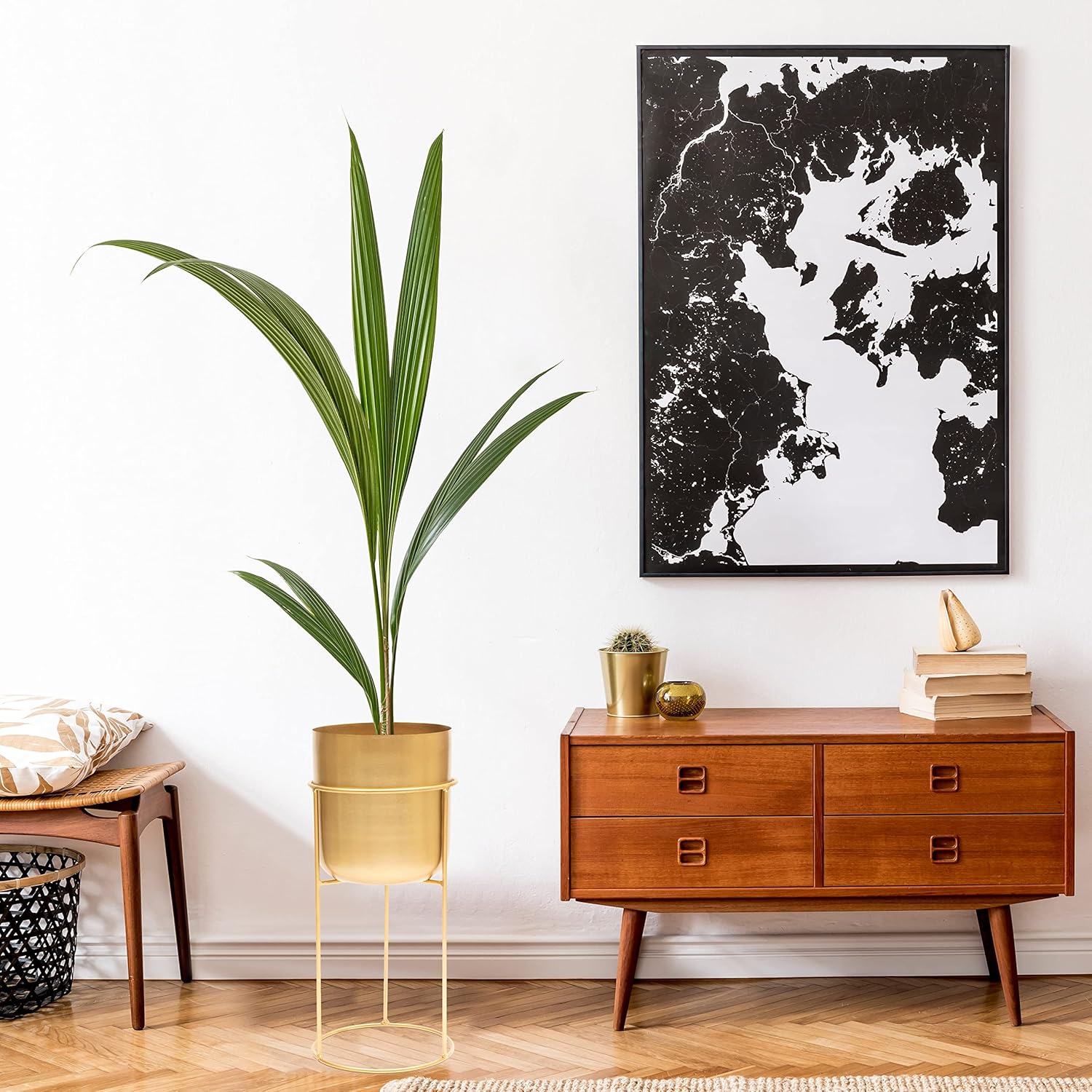 Thumbnail 4 de Olly & Rose Maceta de metal mate con soporte dorado