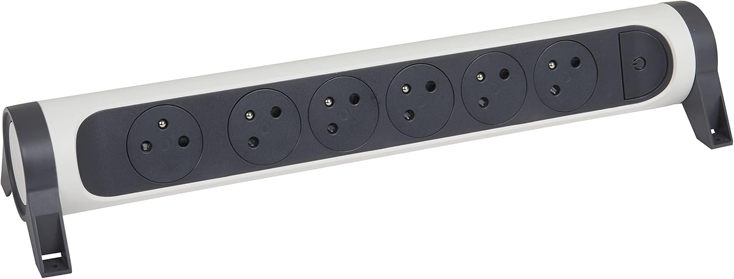 Thumbnail 6 de Legrand multiprise rotative avec interrupteur et voyant LED — 6 prises surface avec terre, cordon 3 m (blanc & gris foncé)