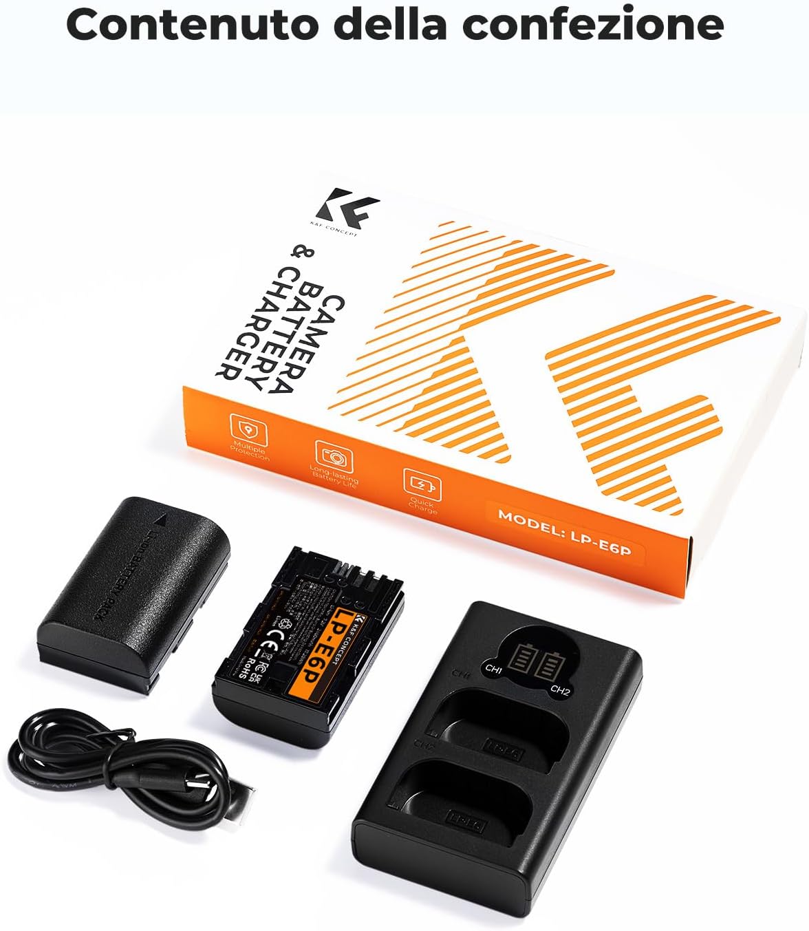 Thumbnail 6 de K&F CONCEPT LP-E6P Batteria 2400mAh per Canon