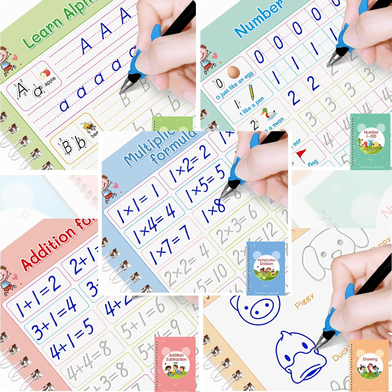 Detalle de Reusable handwriting practice copybooks, 5-book set