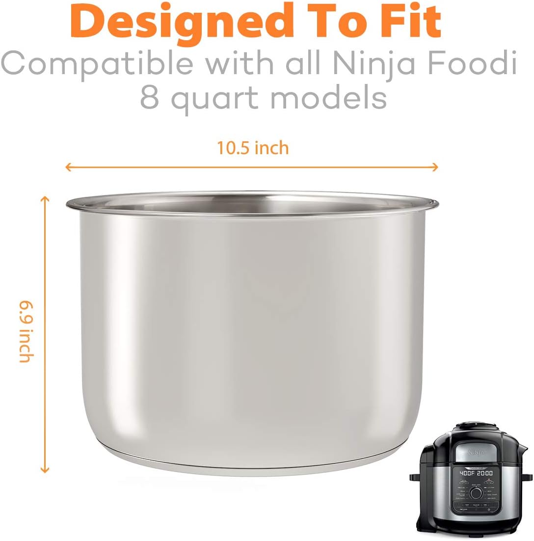 Detalle de SICHEER Stainless Steel Replacement Inner Pot, 8 Quarts, for Ninja Foodi