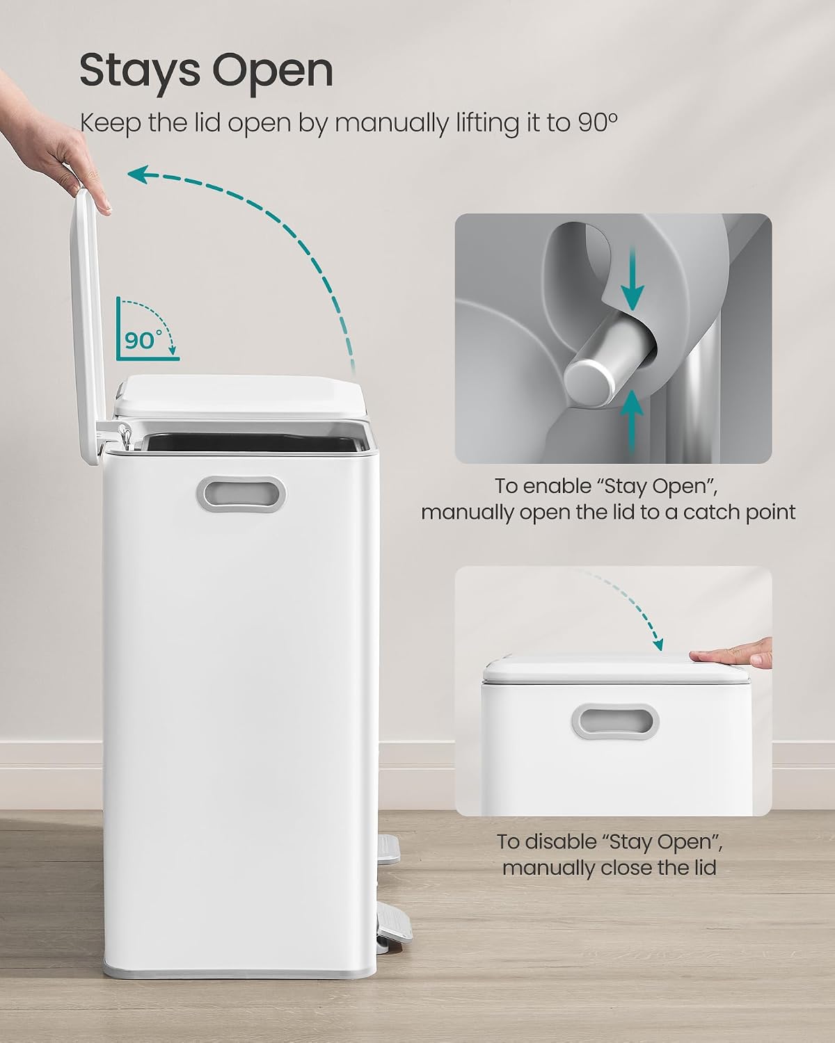Detalle 2 de SONGMICS Double Trash Can, 2 x 8 Gallon