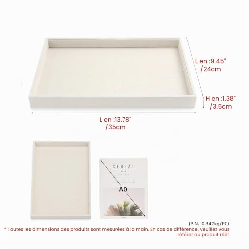 Detalle de Papten Plateau À Bijoux Empilable en Toile de Lin Beige 35×24×3 cm