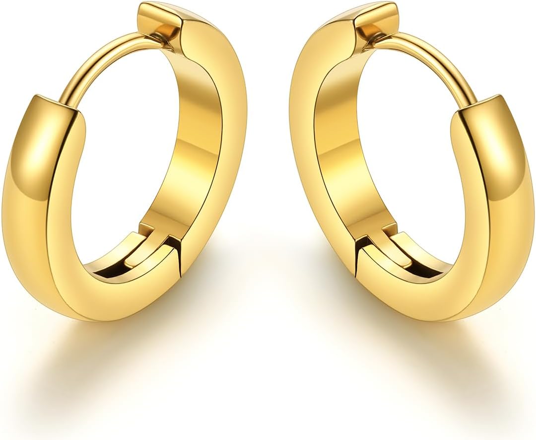 Detalle de GoldChic Ohrringe Damen Creolen 7–16 mm Edelstahl – kleine Huggie Creolen, silber/gold/schwarz
