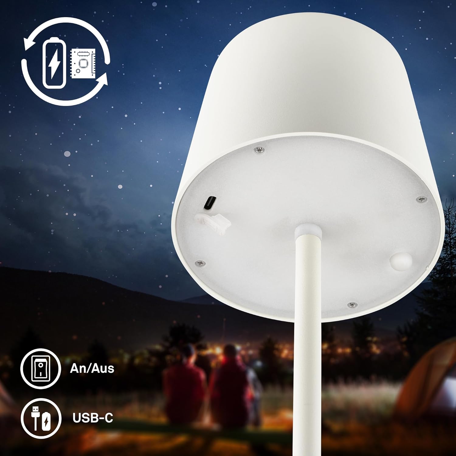Thumbnail 6 de BRILONER Lampada da tavolo LED senza fili IP44 con touch e ricarica USB-C – 11x33 cm, bianco