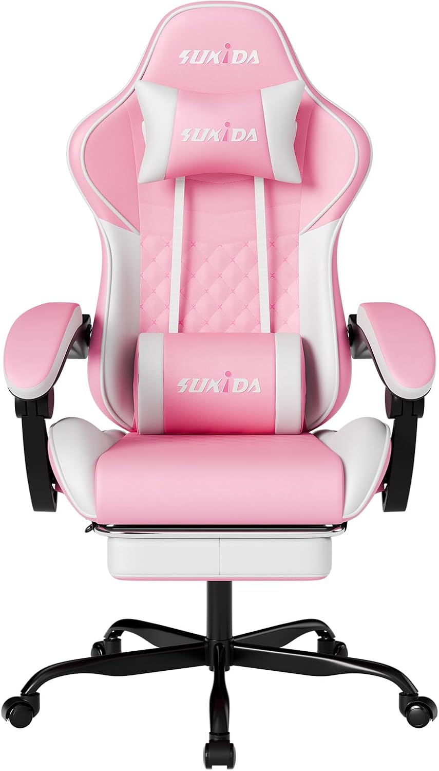 SUKIDA Gaming Chair with footrest, 90°-135°