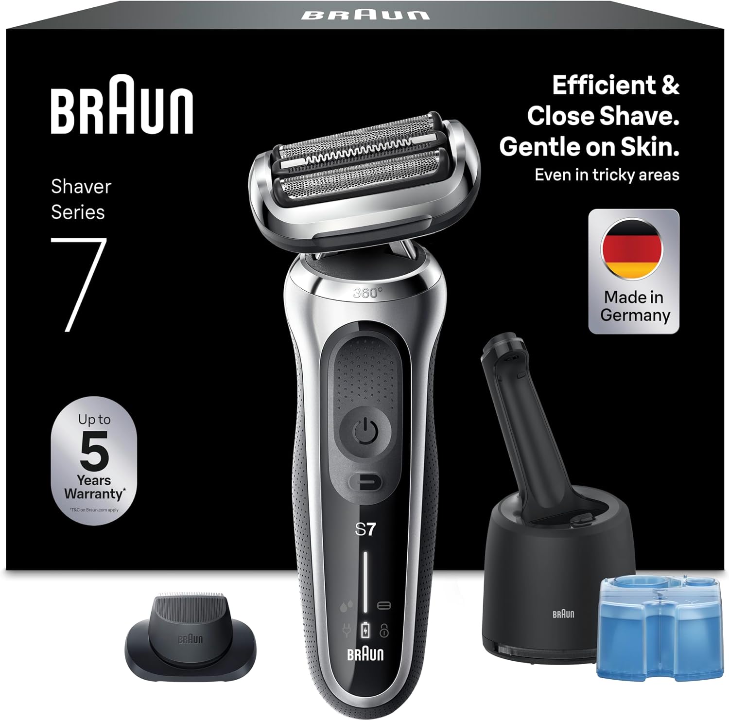 Detalle de Braun Series 7 Rasoio Elettrico per Barba con Stazione SmartCare e Rifinitore di Precisione 71-S7200cc
