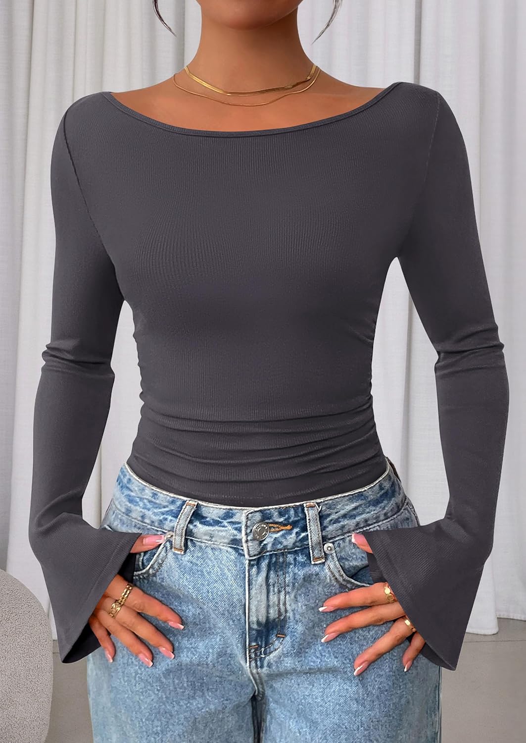 Thumbnail 6 de PRETTYGARDEN 2025 Long Sleeve Crop Top