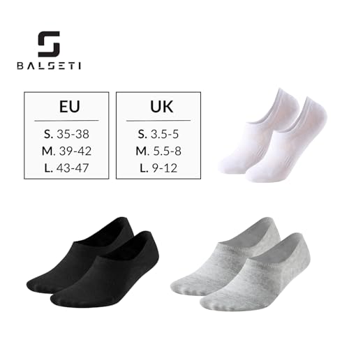 Detalle 2 de Balseti 6 pares de calcetines invisibles para hombre y mujer – Pinkies de algodón transpirable (blanco, negro, gris, beige, azul)