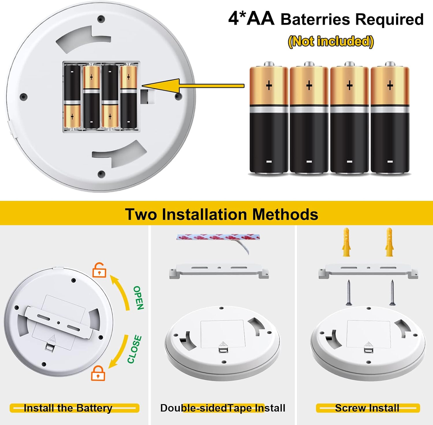 Detalle 1 de Bemexred LED-taklampa med rörelsesensor, 3000 K, batteridriven, Ø16 cm