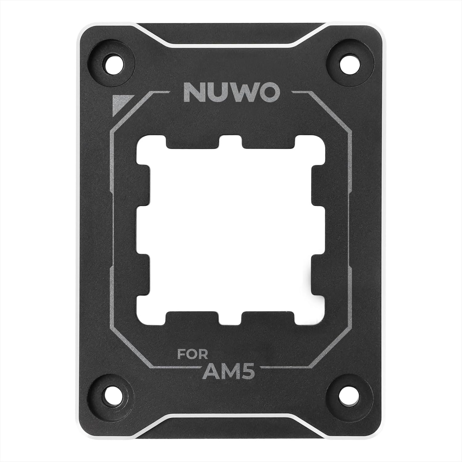 Detalle de Supporto Secure Frame anti-piegatura FRCPUAM5 per CPU AMD AM5, telaio di fissaggio in nero con viti