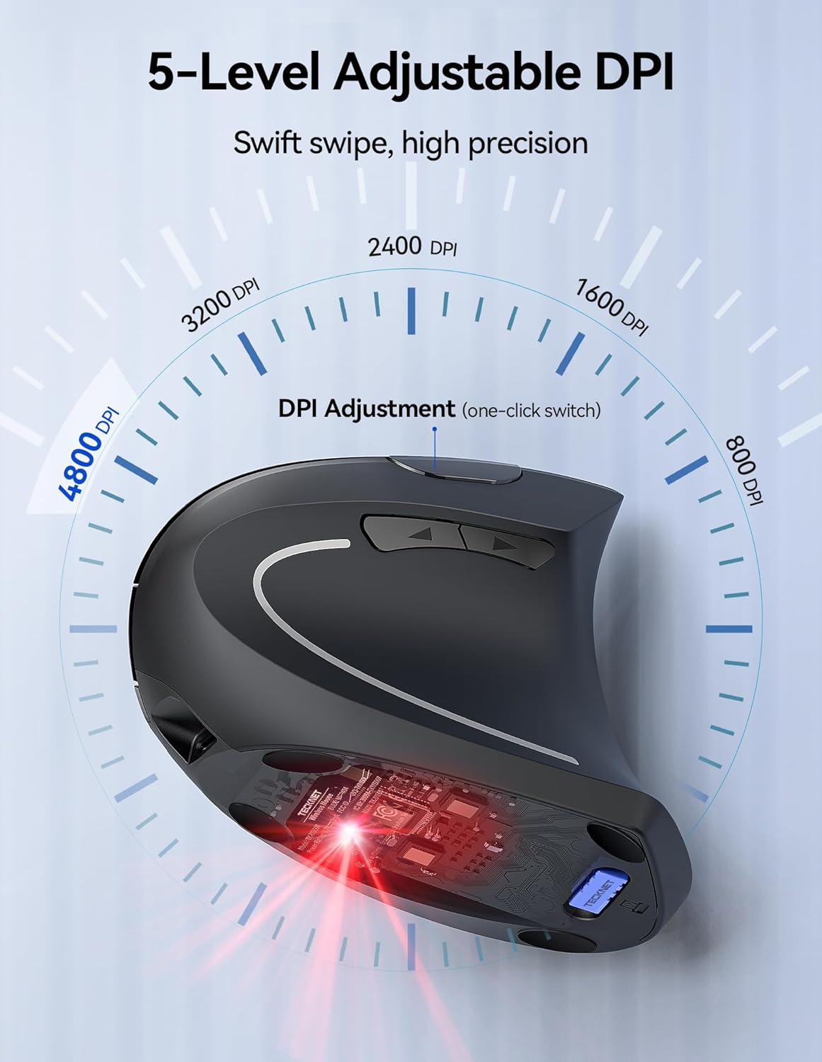 Detalle de TECKNET Ergonomic Vertical Mouse 4800 DPI