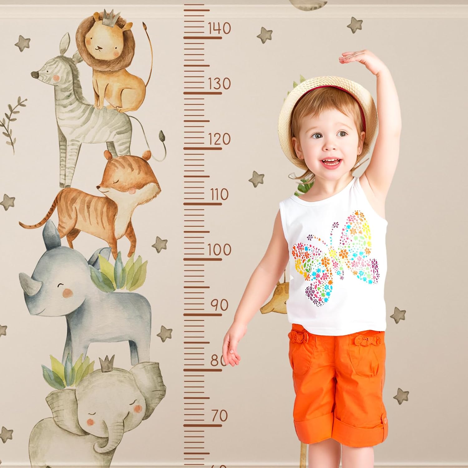 Detalle de Kitnelw dierenmeetlat voor de kinderkamer, 160 cm, pvc