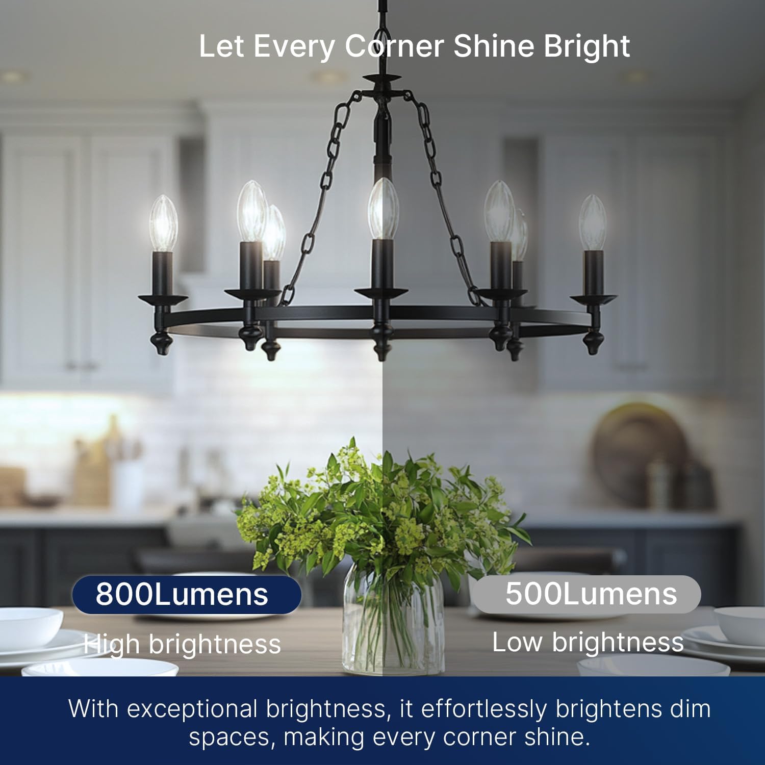 Thumbnail 5 de FLSNT B11-E12-6-5.5W-5K-800LM-100w Candelabra LED Bulbs, 5000K, Dimmable, 6-Pack