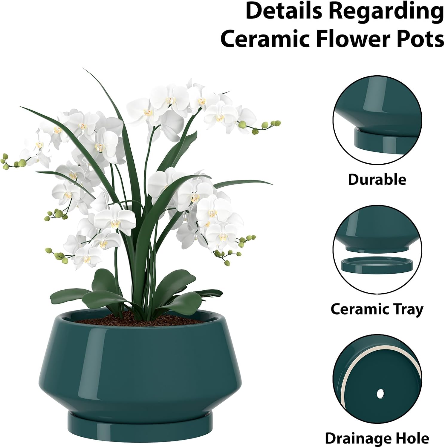 Detalle de XiHuaer Ceramic Planter, 8.3-Inch
