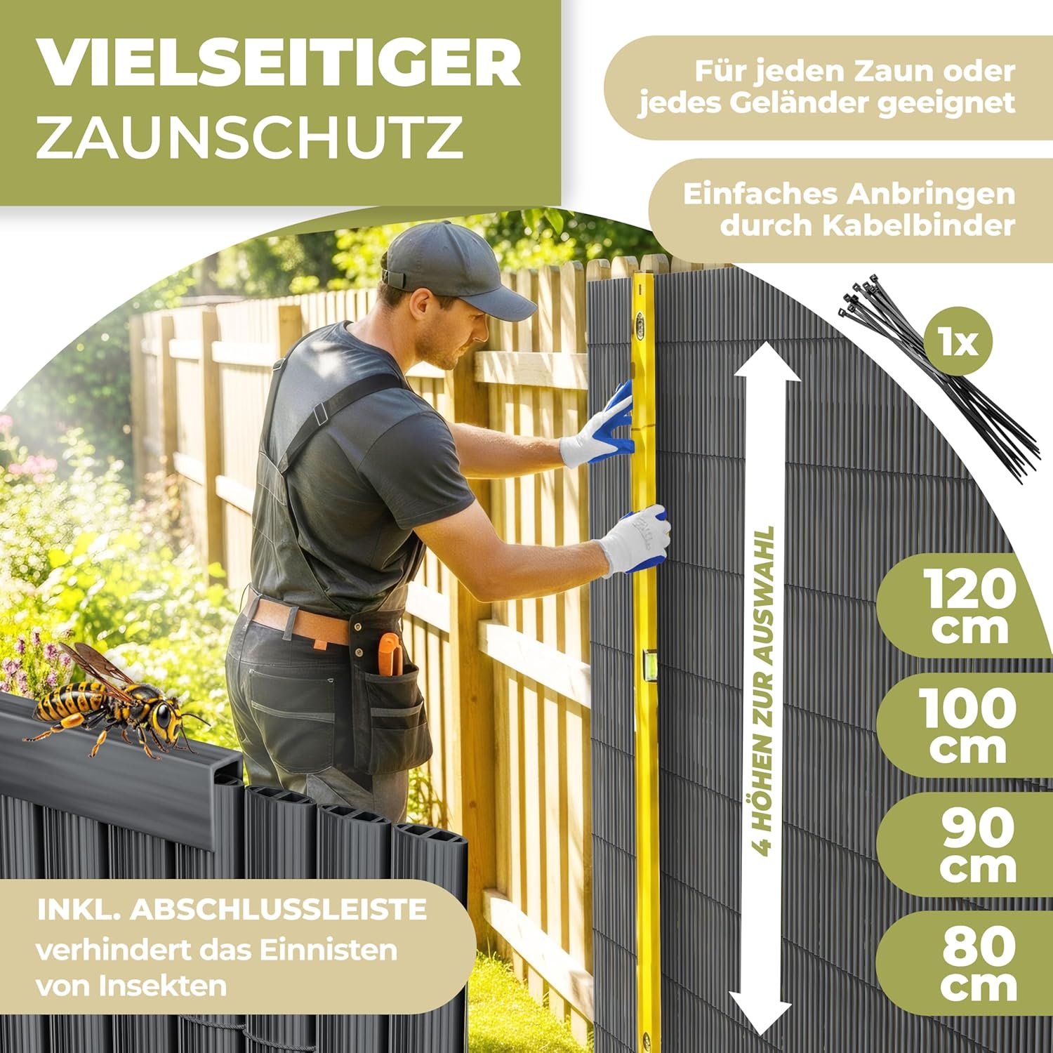Thumbnail 2 de KESSER PVC Sichtschutzmatte für Balkon & Terrasse 120×400 cm (Anthrazit) inkl. Kabelbindern und Handschuhen