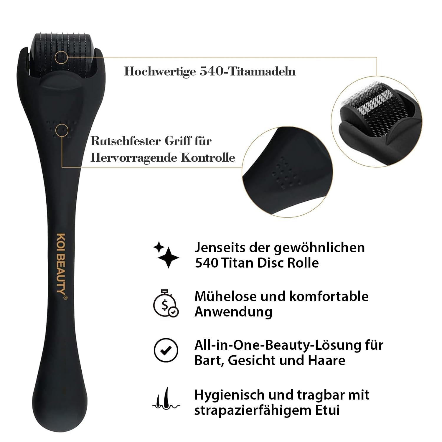 Thumbnail 1 de KOI BEAUTY Microneedling Roller 0,5 – Professioneller Derma Roller für Gesicht, Kopfhaut, Bart & Körper