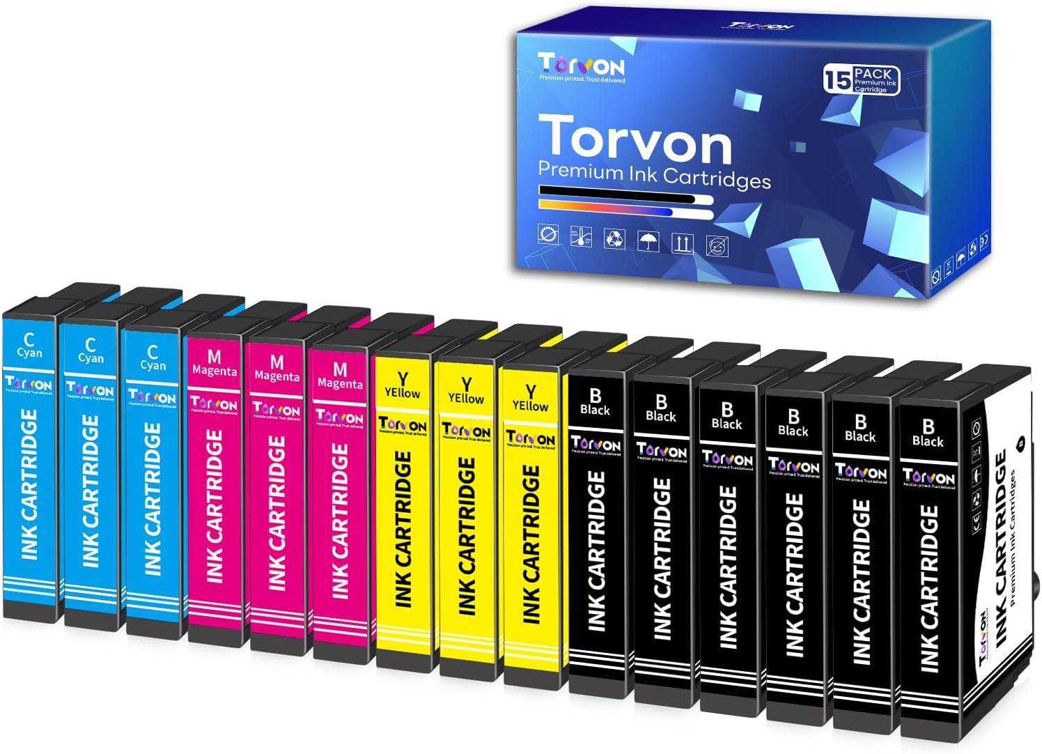 Detalle de Torvon Ink Cartridges Multipack for Epson 603/603XL – 15-Pack (Black & Colour)
