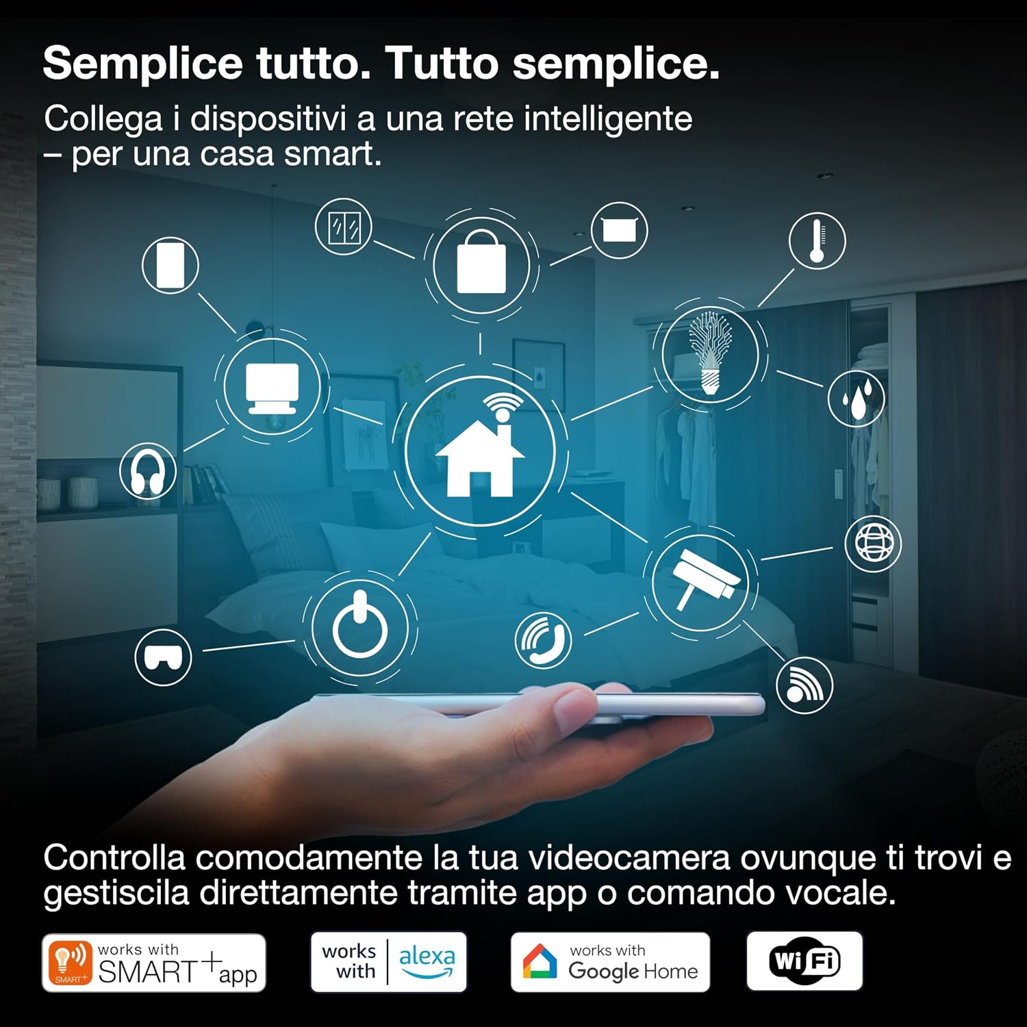 Detalle 2 de OSRAM Telecamera SMART+ WiFi 360° 4MP 2K QHD con Pan-Tilt, visione notturna 7m e audio bidirezionale